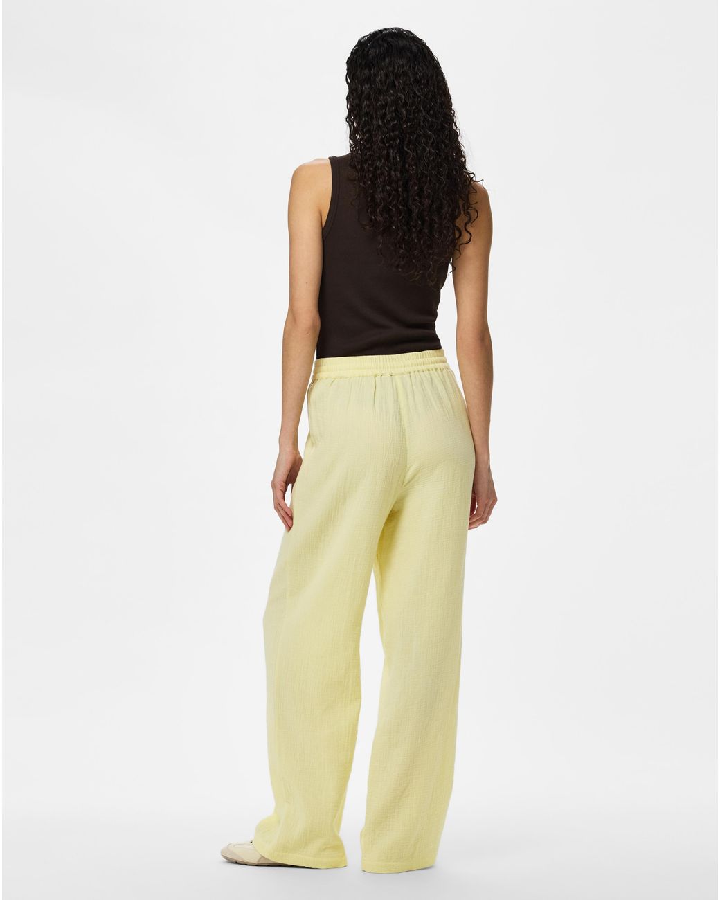 Pieces Green Sastina High Waist Wide Trousers