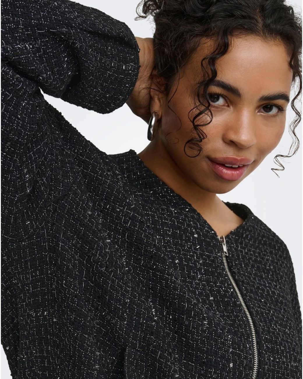 ONLY Blue Boucle Glitter Bomber