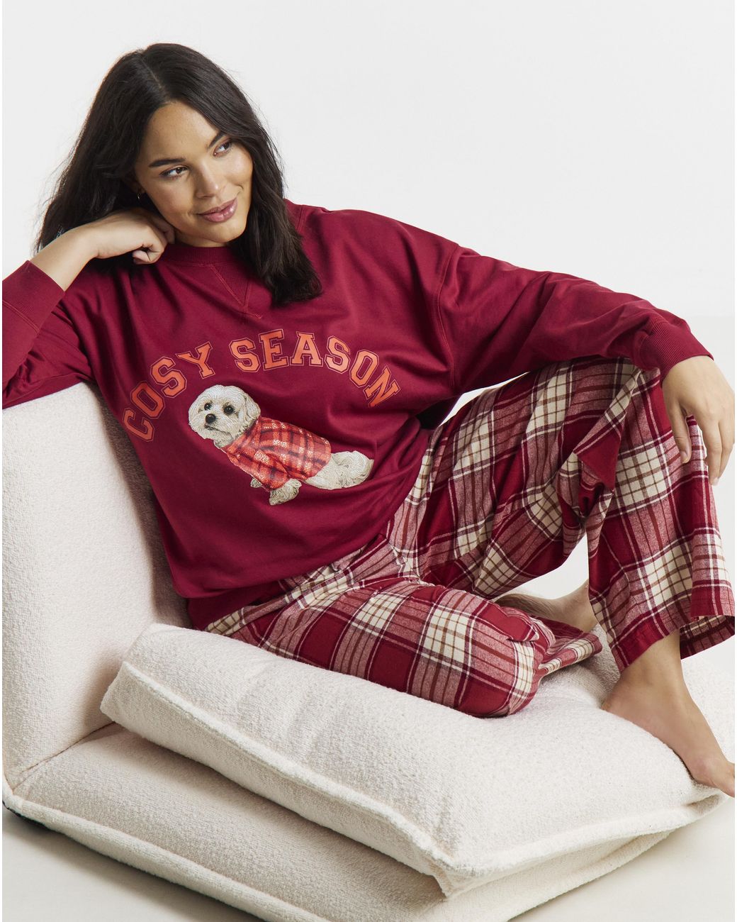 Pretty Secrets Red Dog Check Pyjama Set