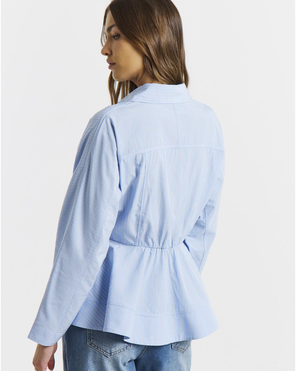 Simply Be Blue Stripe Peplum Shirt