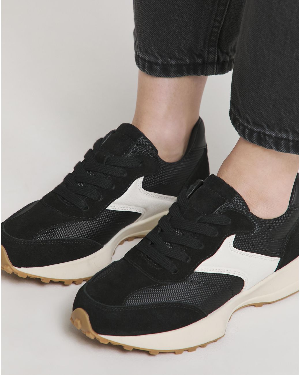 Simply Be Black Retro Runner Trainer Ex Wide Fit