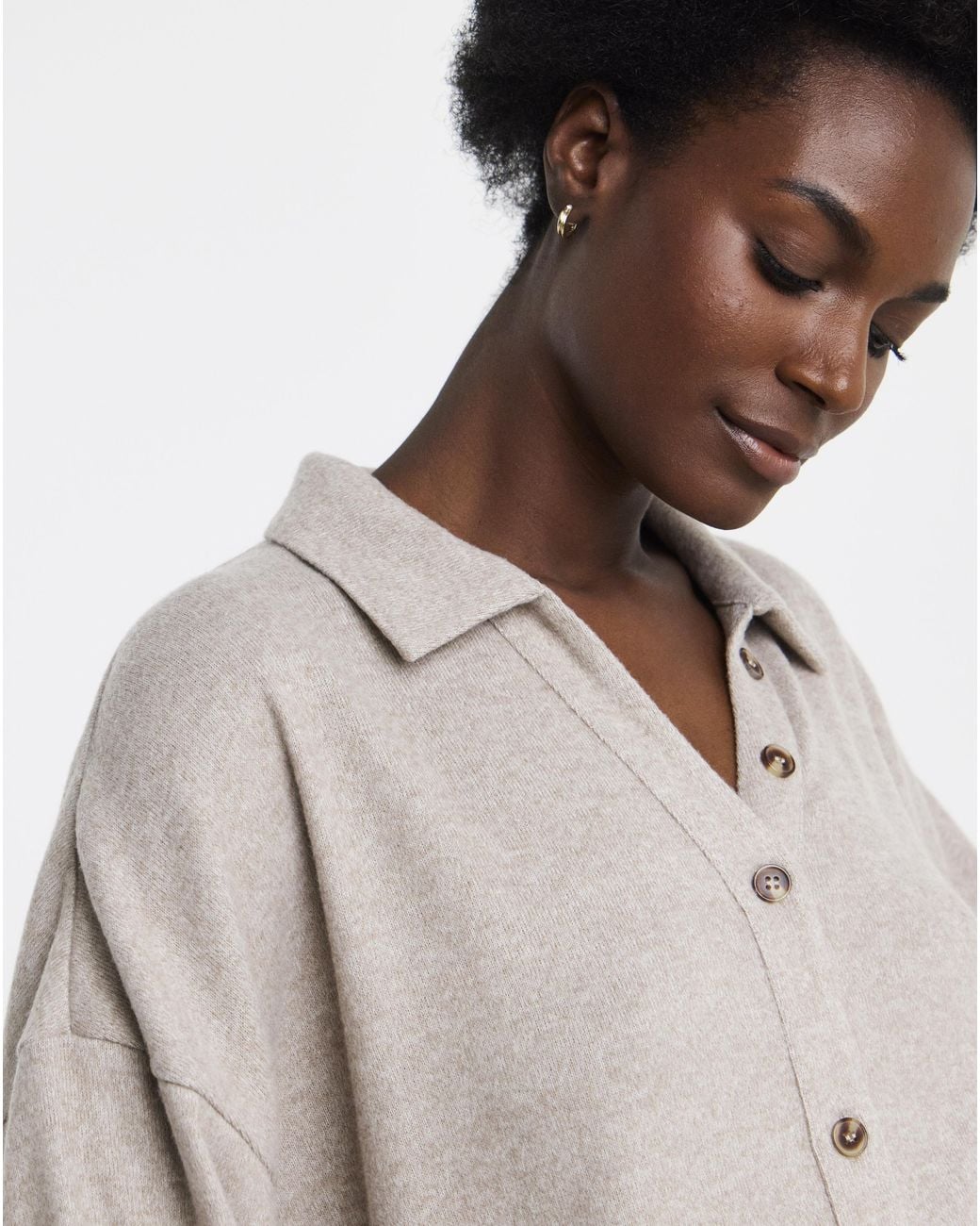 Figleaves Gray Brushed Rib Button Lounge Set