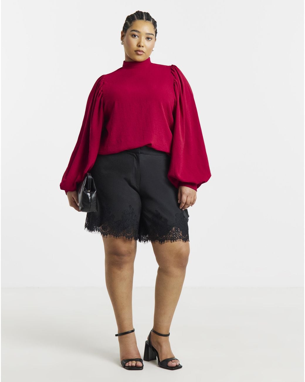 Simply Be Red Exaggerated Sleeve Blouse