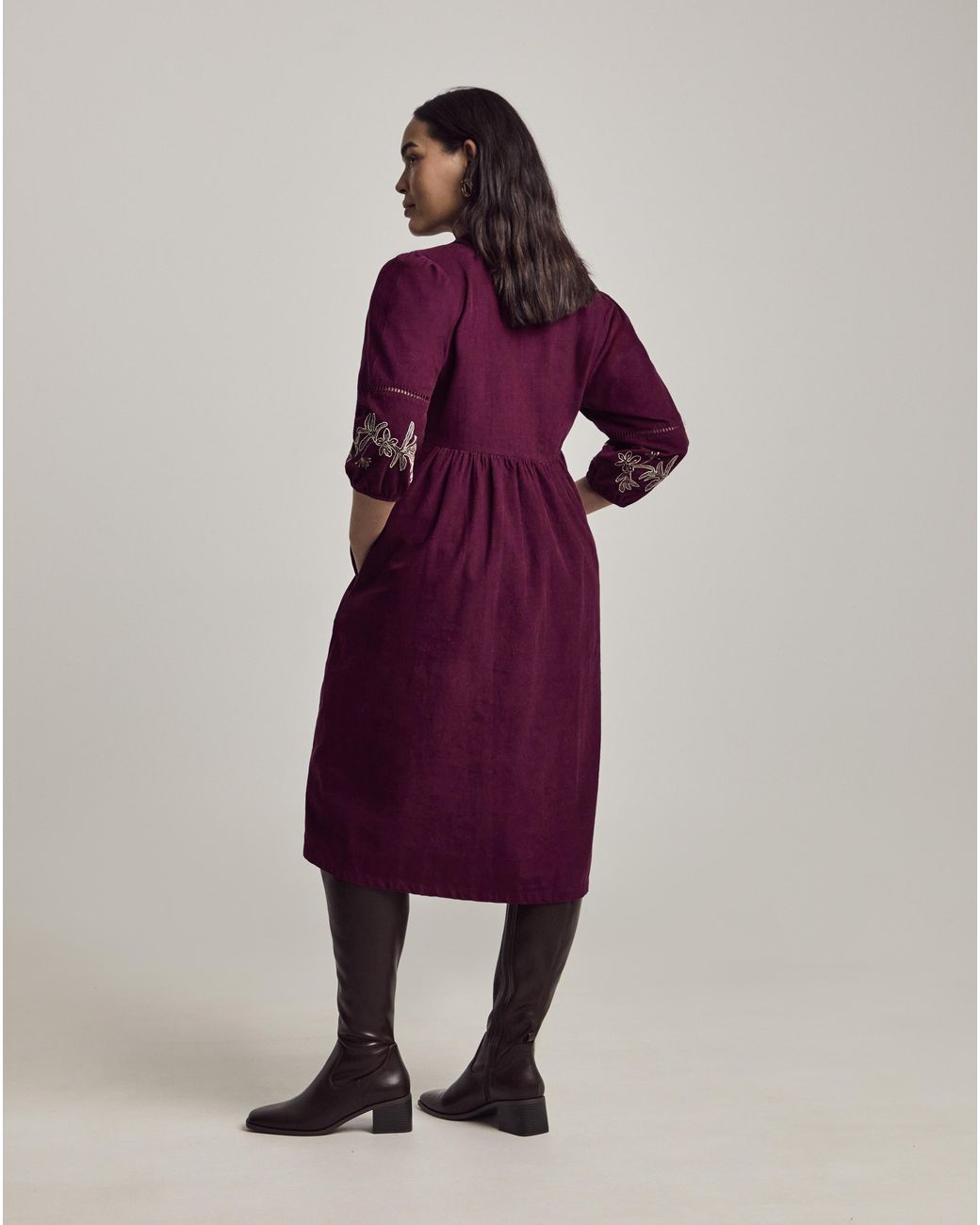 Julipa Embroidered Cord Midi Dress