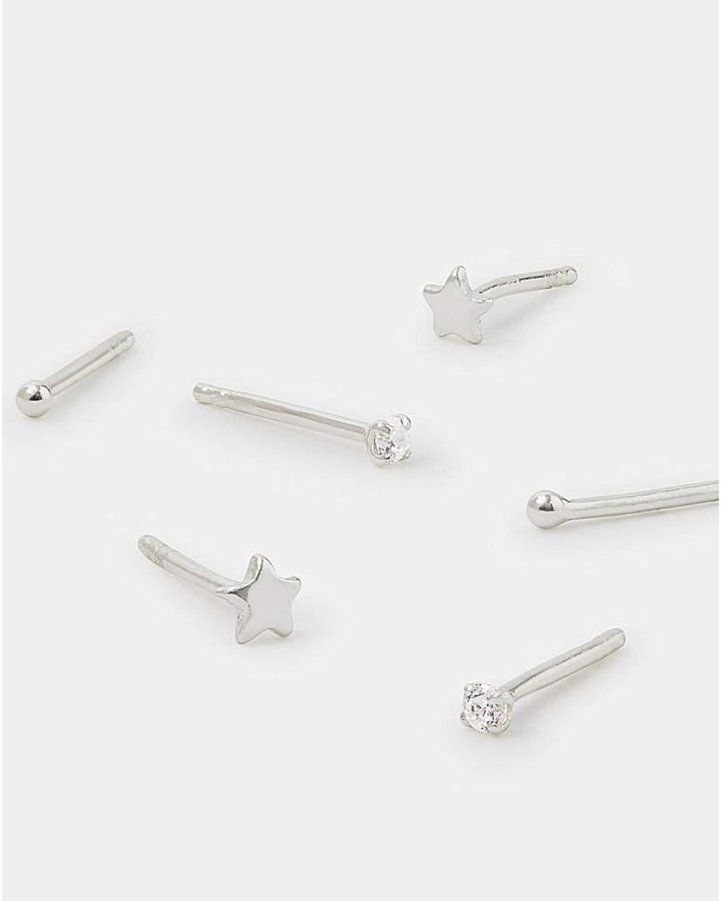 Accessorize White 3Pk Sterling Stud Earrings
