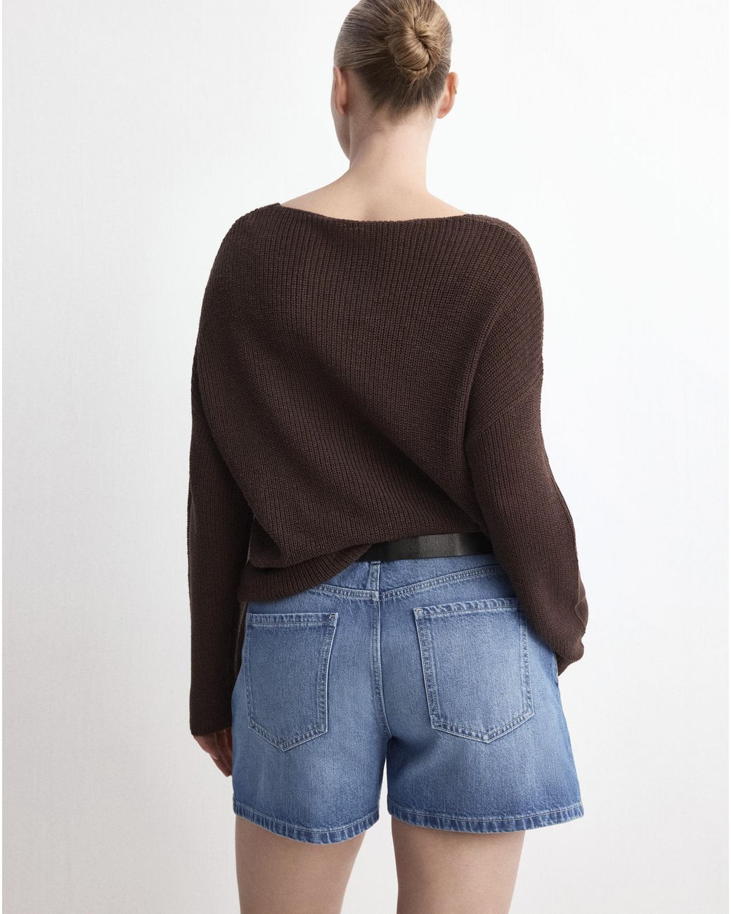 Mango Blue Straight Mid-Rise Denim Shorts