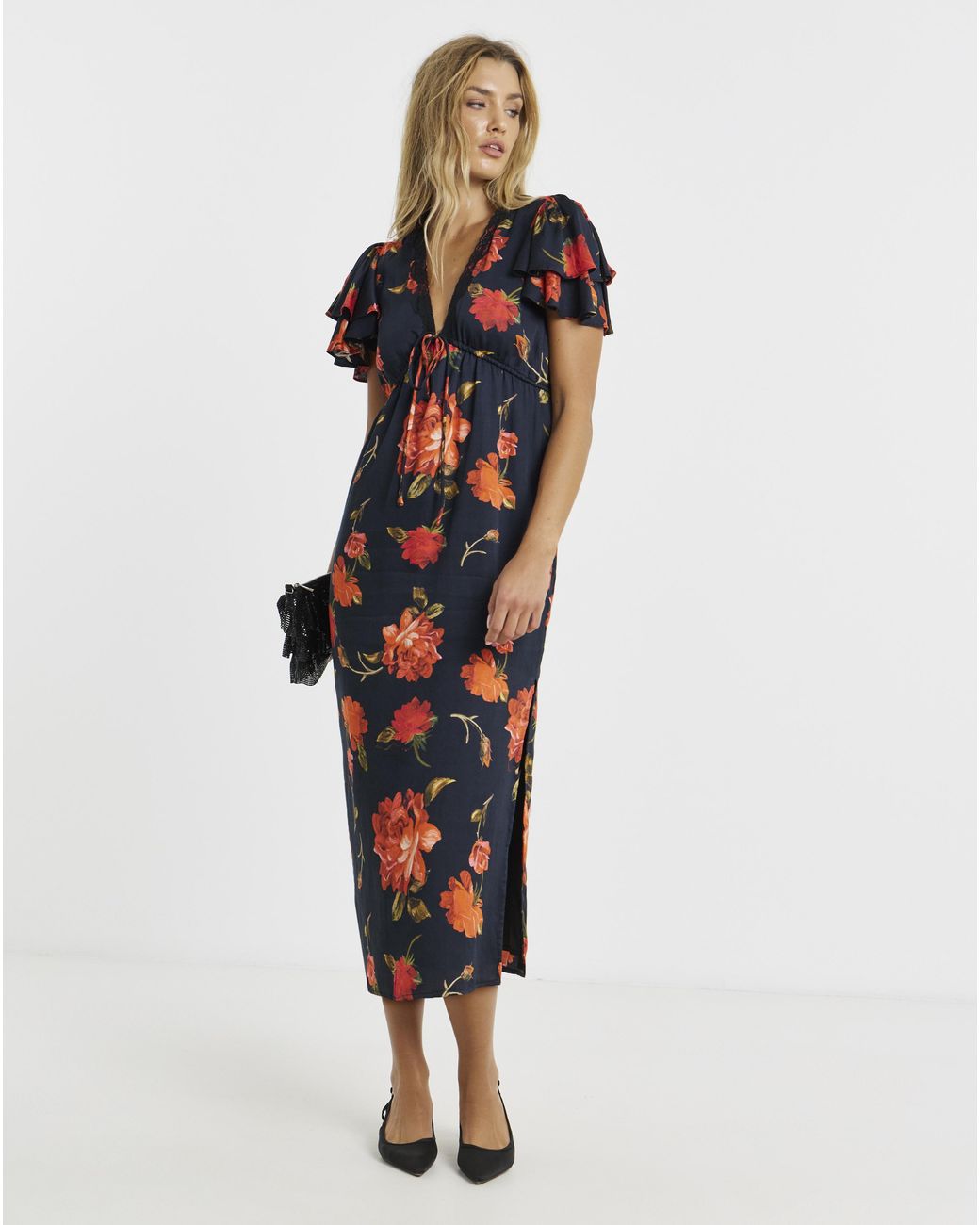 Hope & Ivy White Felicity Midi Dress