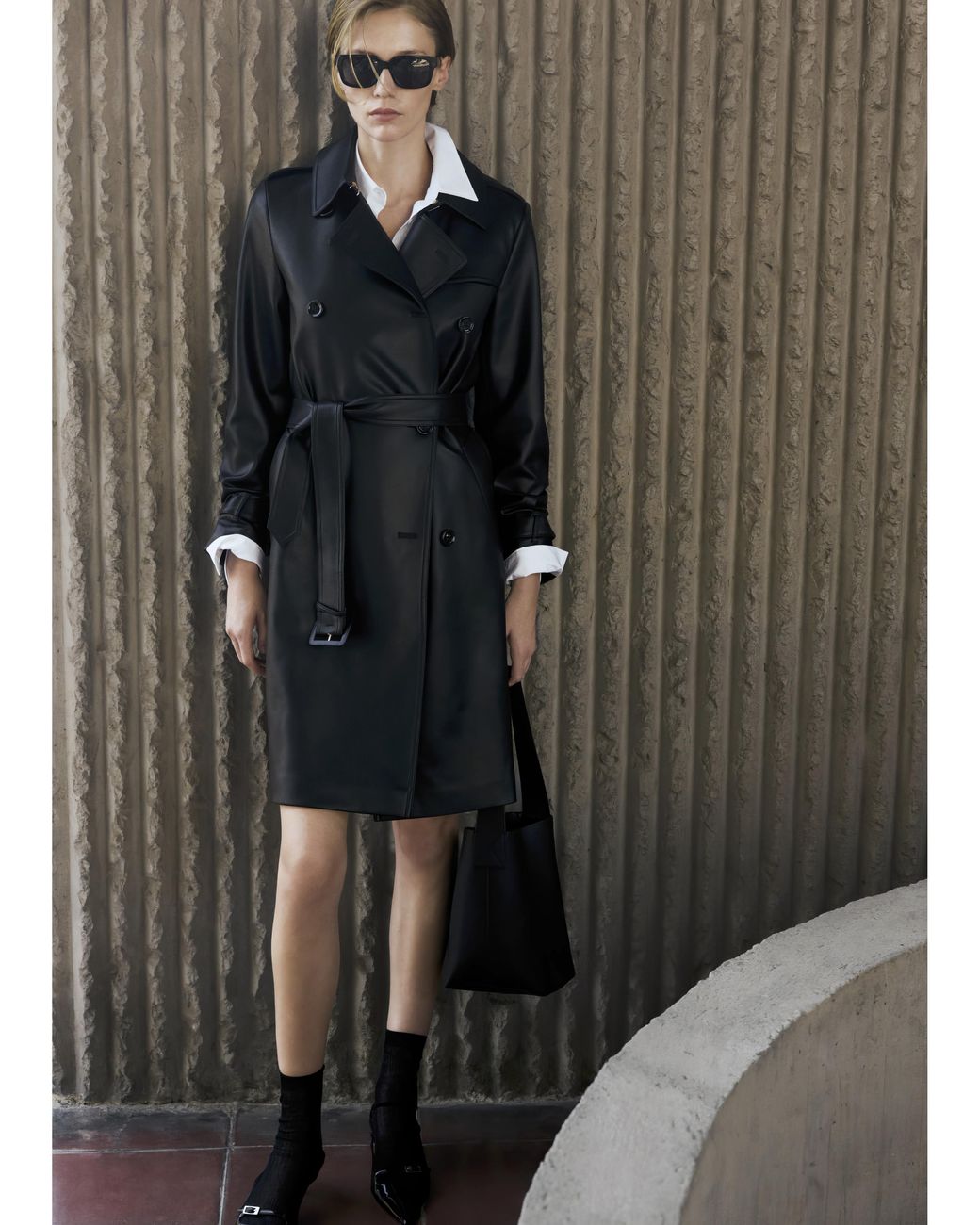 Mango Black Trenchcoat Polanapu