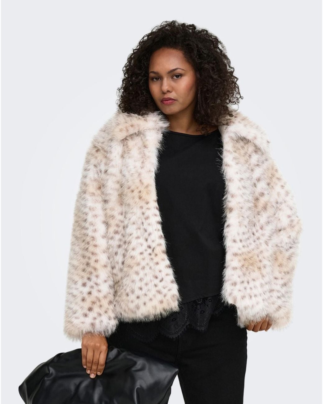 ONLY Natural Animal Print Faux Fur Jacket