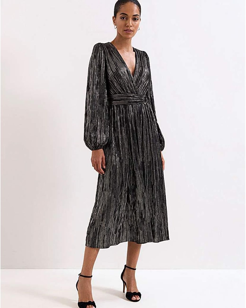 Phase Eight Black Emre Stripe Midi Dress