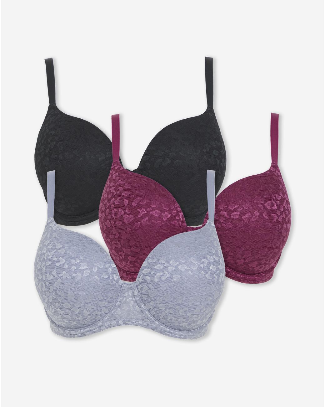 Pretty Secrets Blue 3 Pack Animal Lace T-Shirt Bras