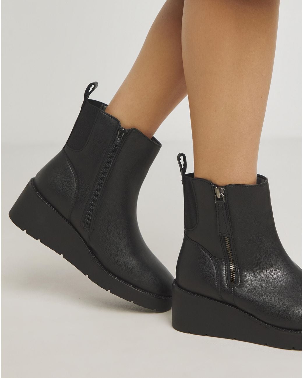 Simply Be Black Zip Detail Wedge Ankle Boot Wide