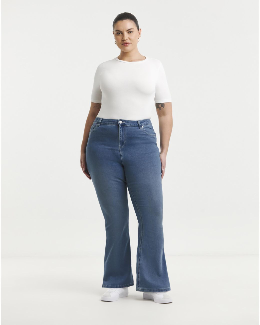 Simply Be Blue Flared Highwaist Super Stretch