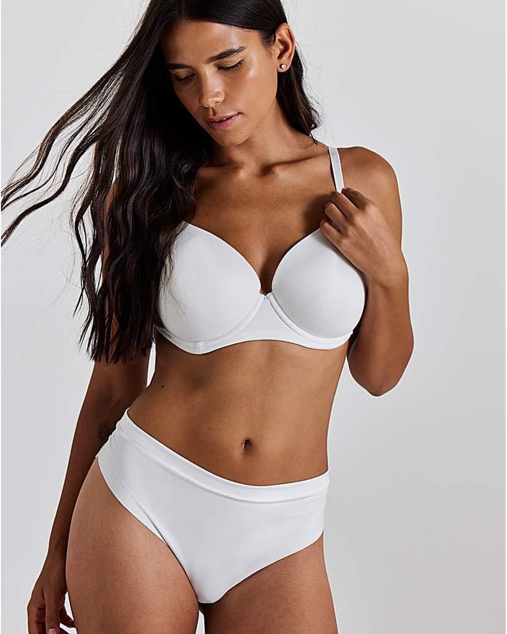 Pretty Secrets White Seamfree Lace Back Brazilian Briefs