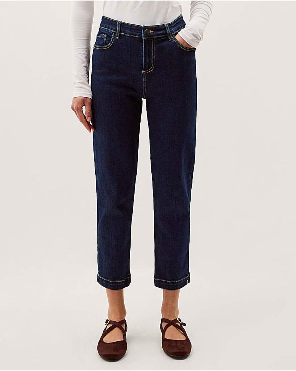 Monsoon Blue Safaia Straight Cropped Jeans