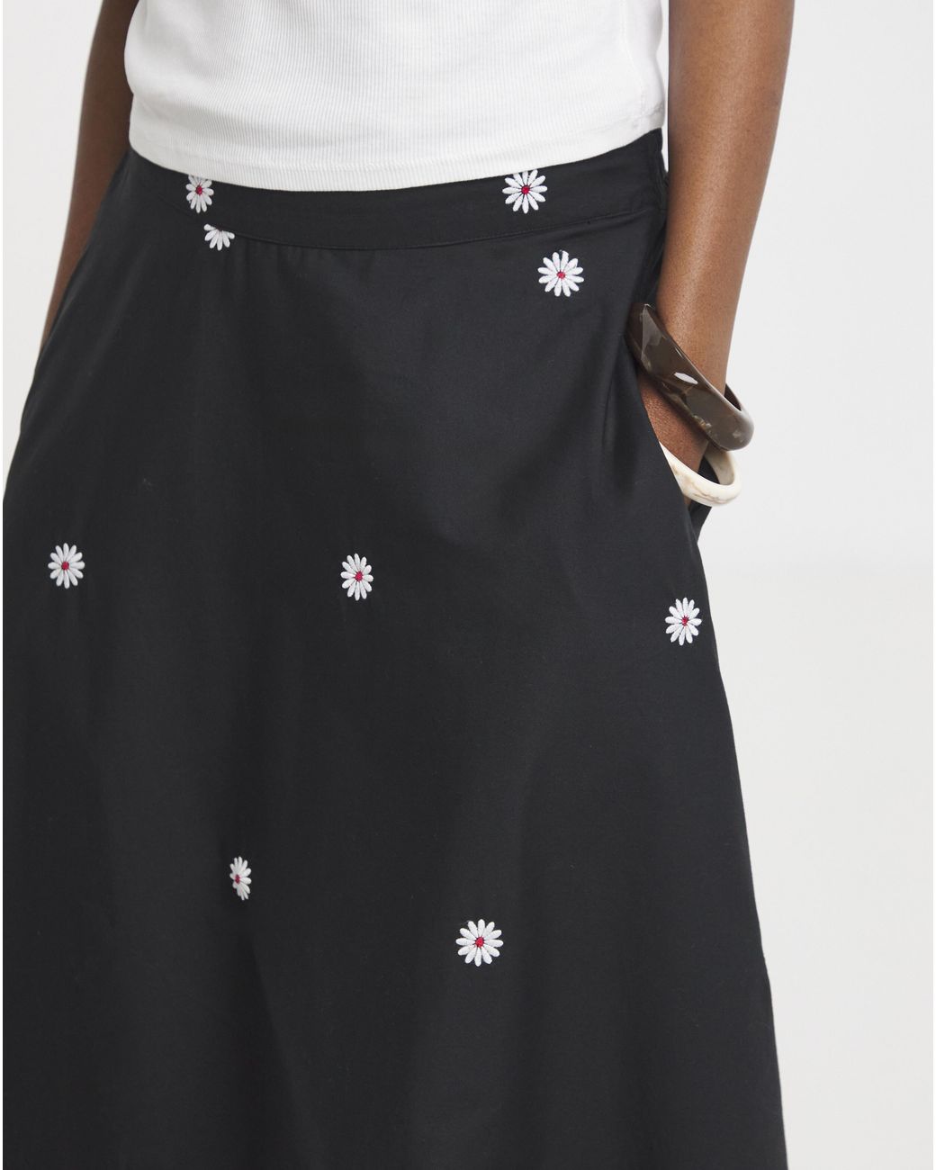 Simply Be Blue Embroidered Midaxi Skirt