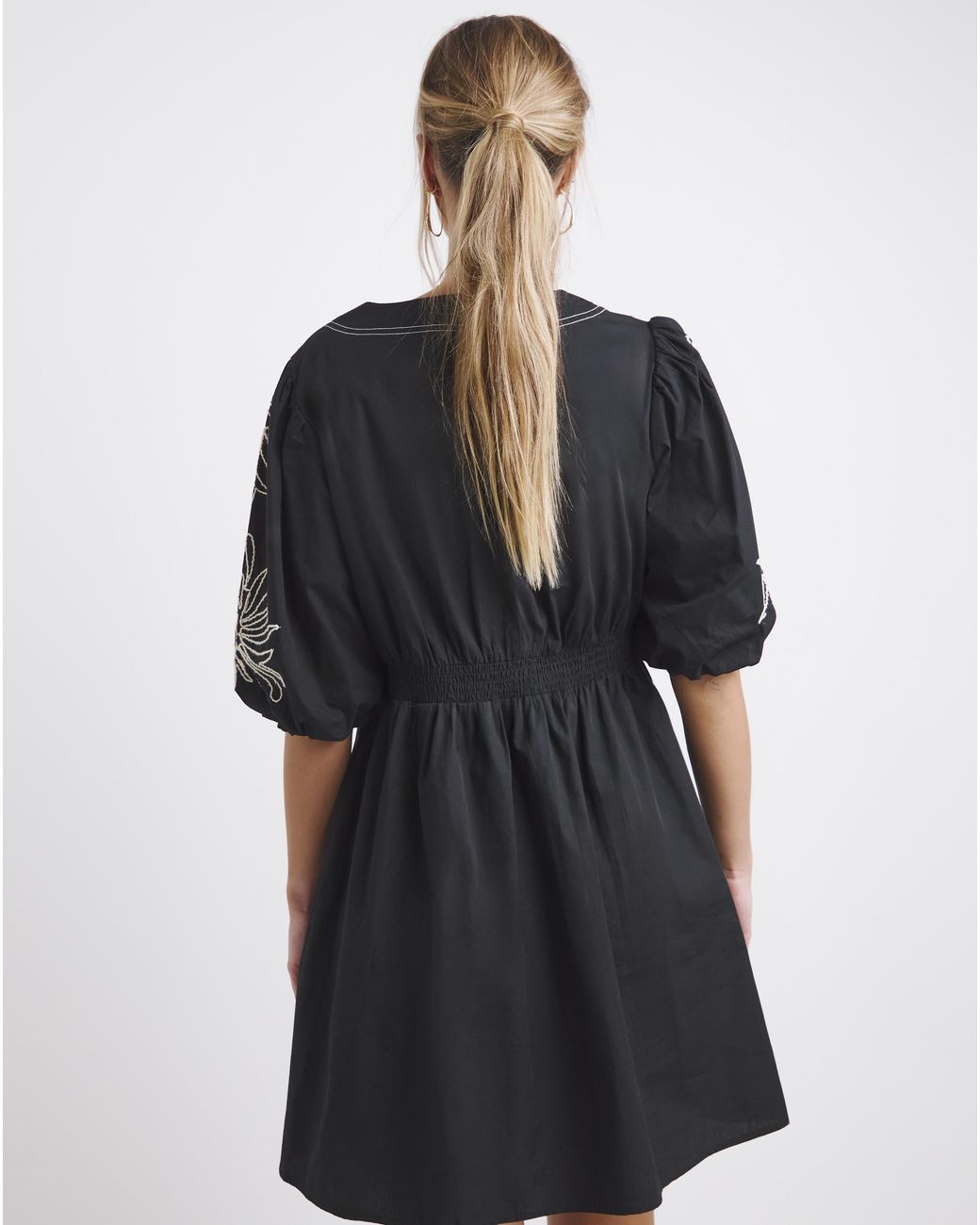 Simply Be Black Embroidered Poplin Dress