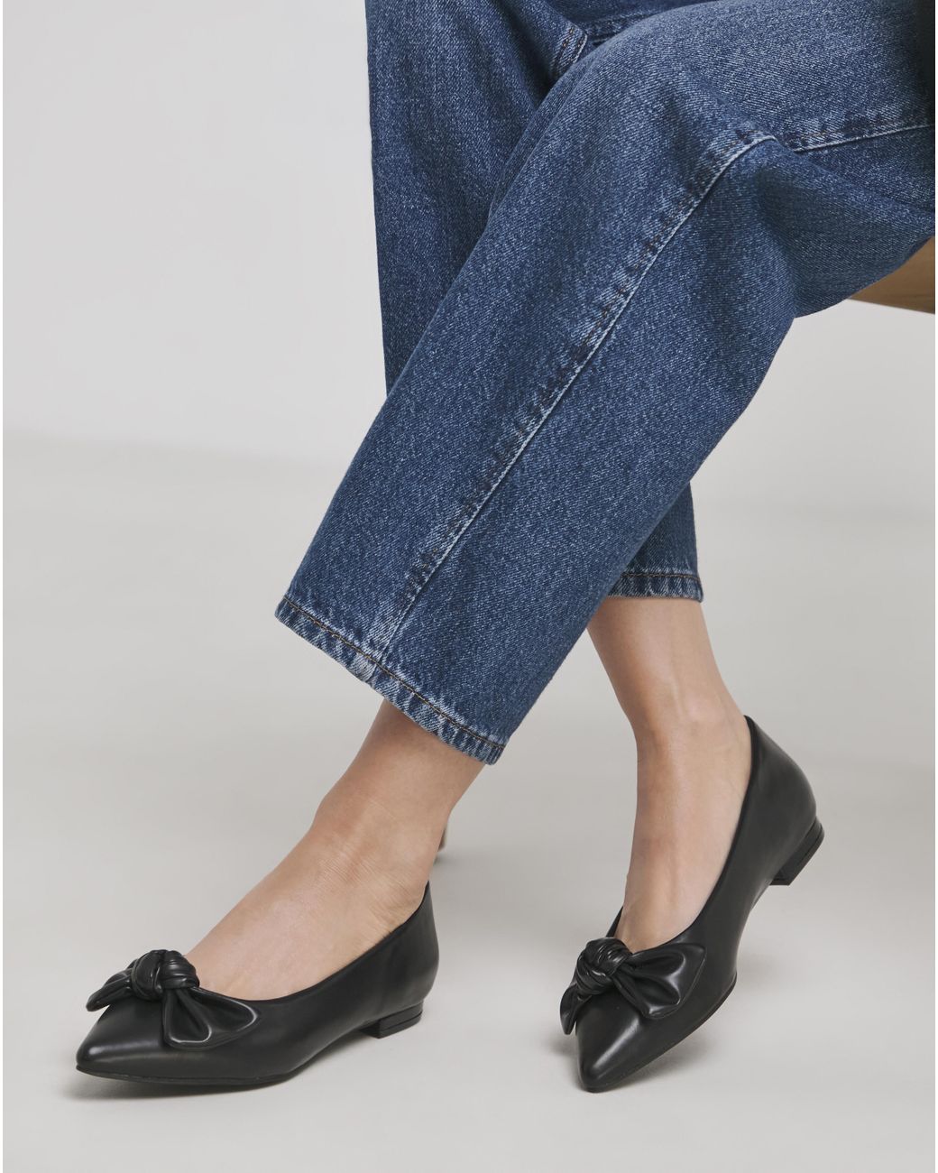 Simply Be Blue Pointed Toe Flat Show With Bow Ex Wide