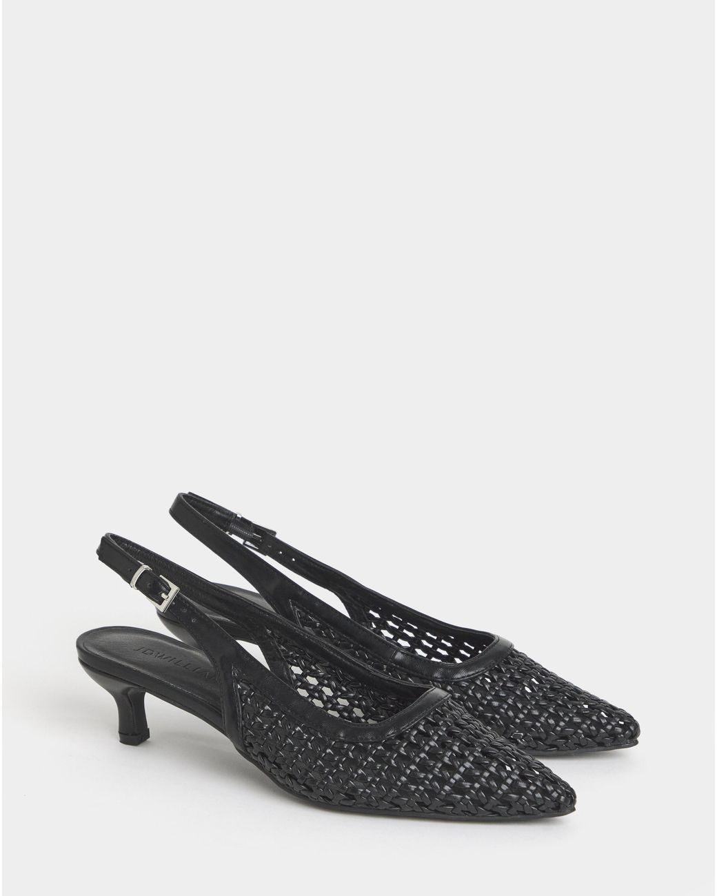 JD Williams White Woven Pointed Toe Slingbacks Ex Wide