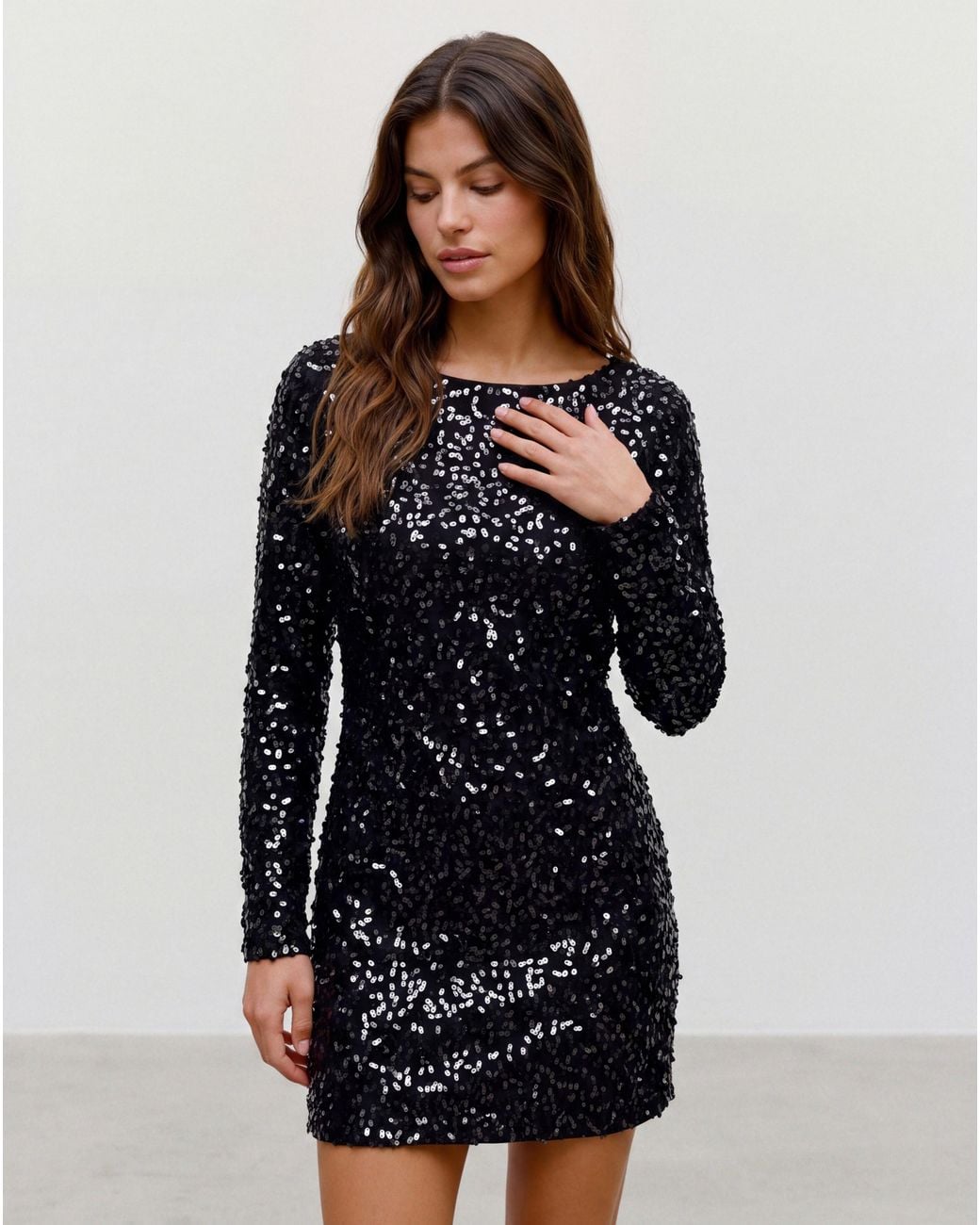 Vero Moda Black Belle Boatneck Sequin Dress