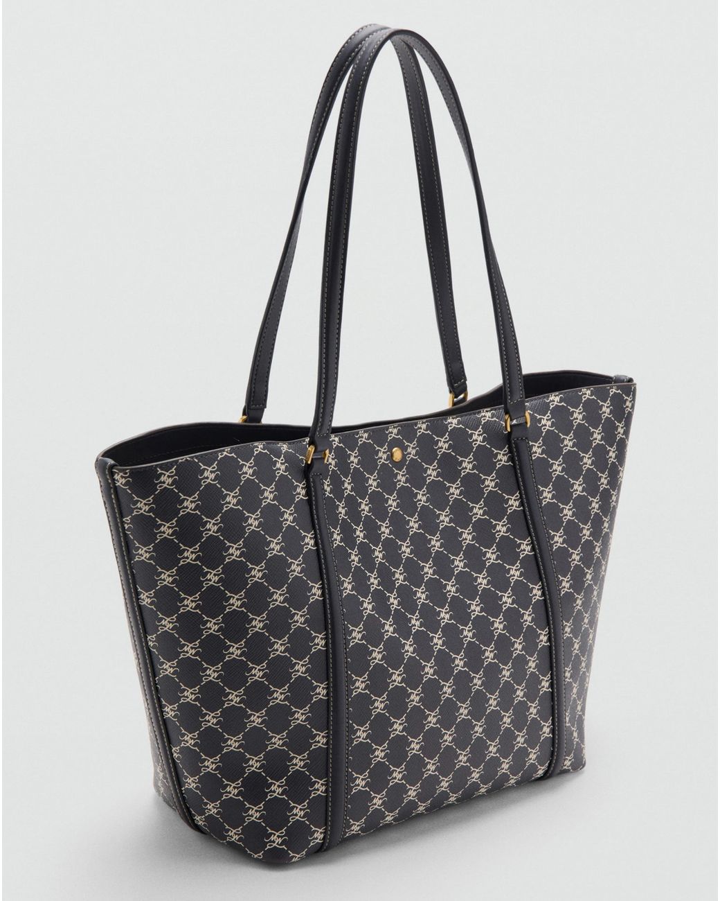 Mango Gray Printed Logo Shopper Bag