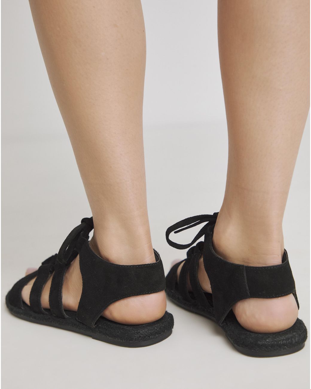 Simply Be Natural Lace Up Flat Espadrille Sandal Ex Wide