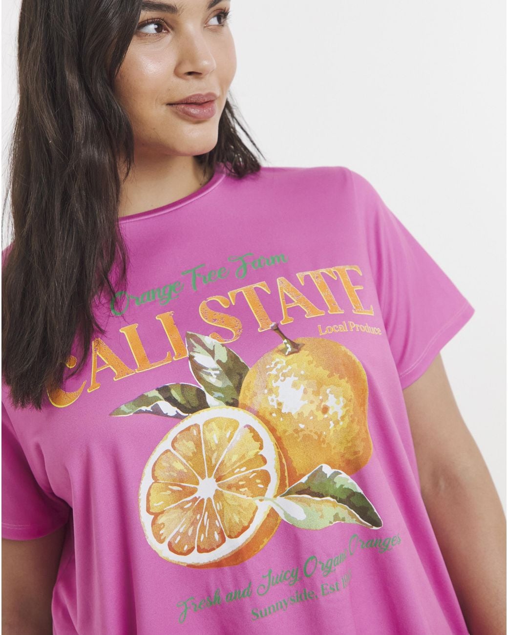 Simply Be Pink Fruit Print Shortie Set