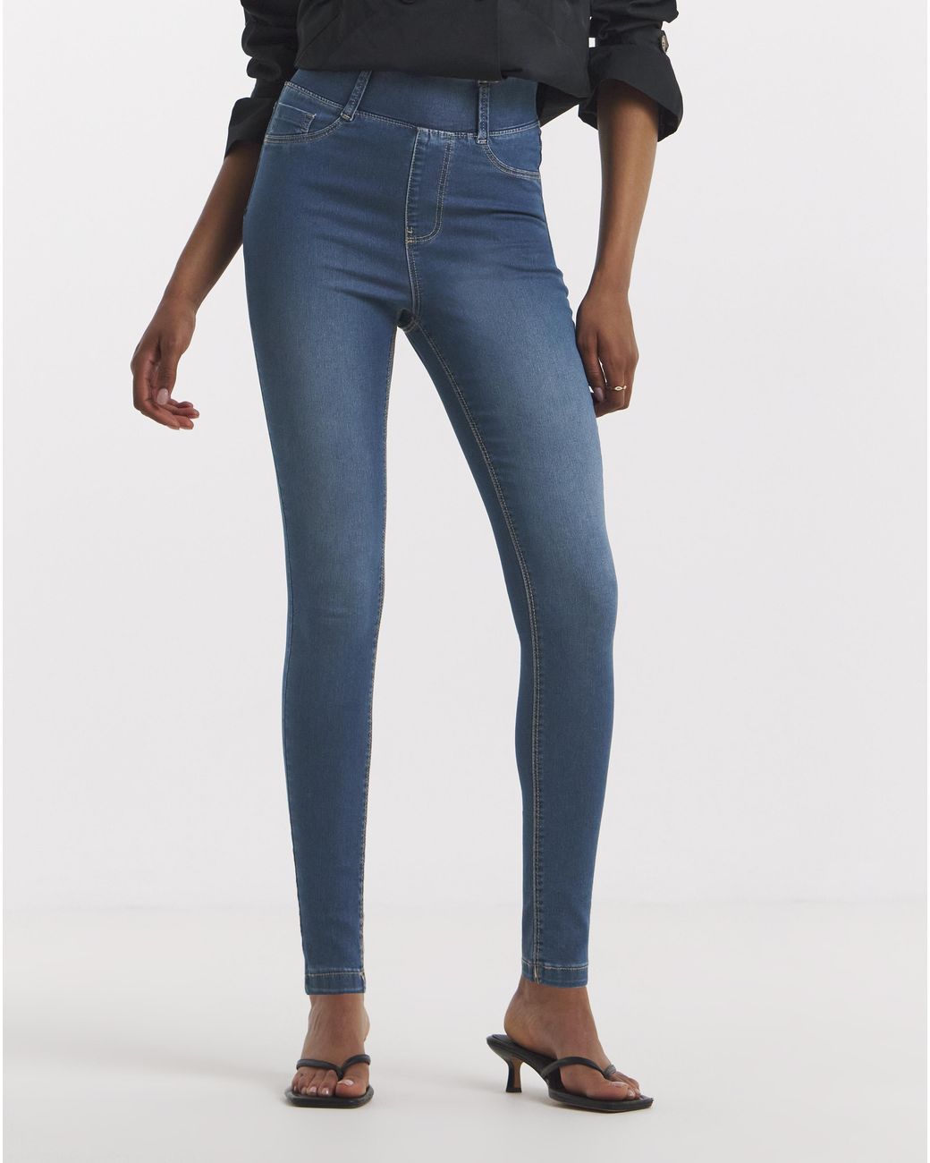 Simply Be Blue Skinny Pull On Jeggings