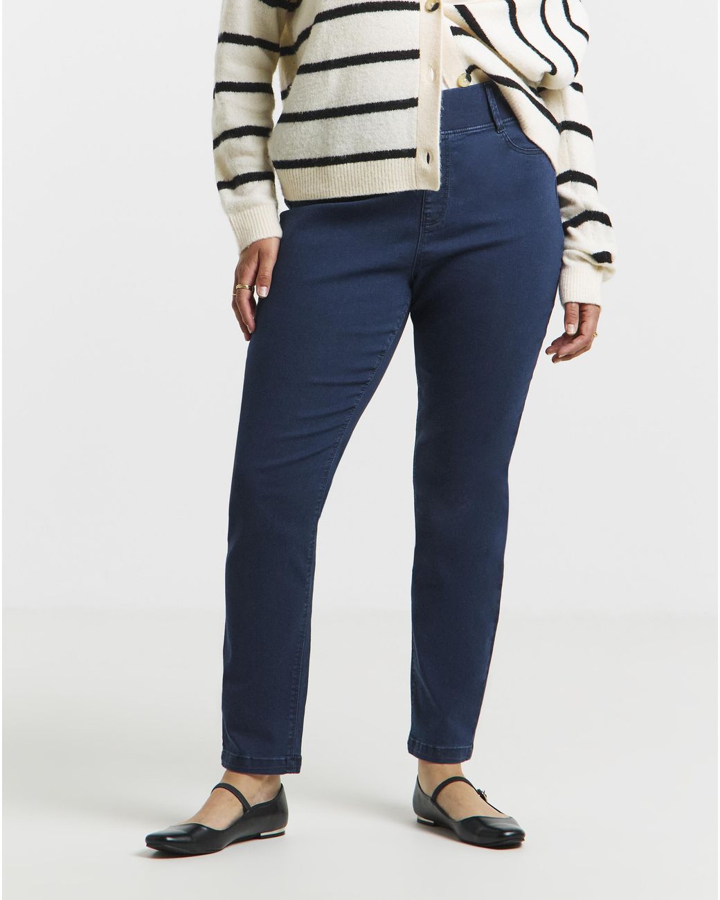 Simply Be Blue Dark Slim Pull On Jeggings