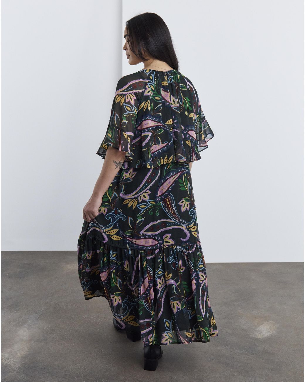 Simply Be Multicolor Paisley Cape Detail Maxi Dress