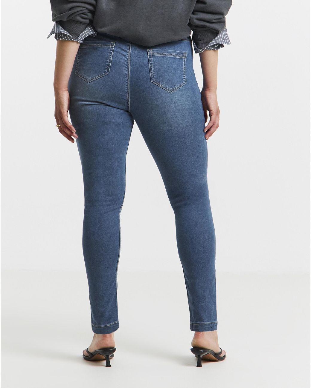 Simply Be Blue Skinny Pull On Jeggings