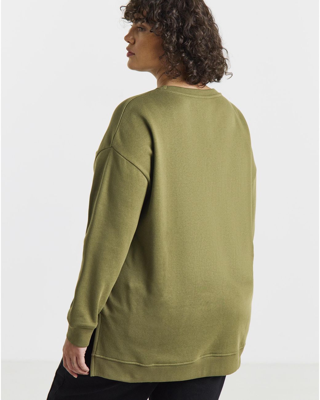 Simply Be Green Side Split Sweatshirt Tunic