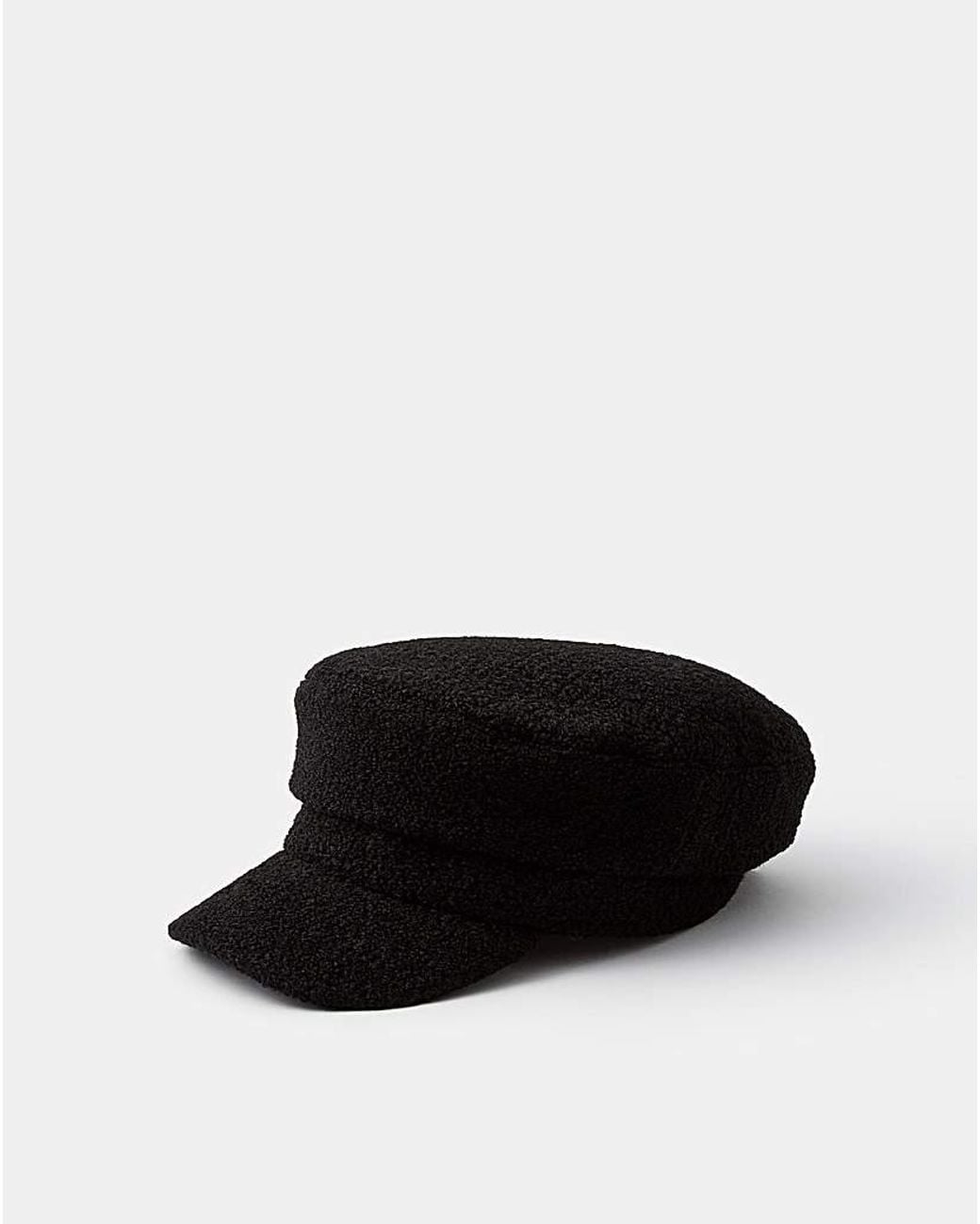 Accessorize Black Boucle Baker Boy Hat