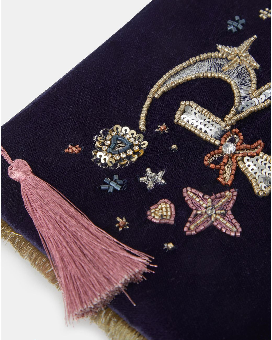 Accessorize Blue Initial Velvet Pouch
