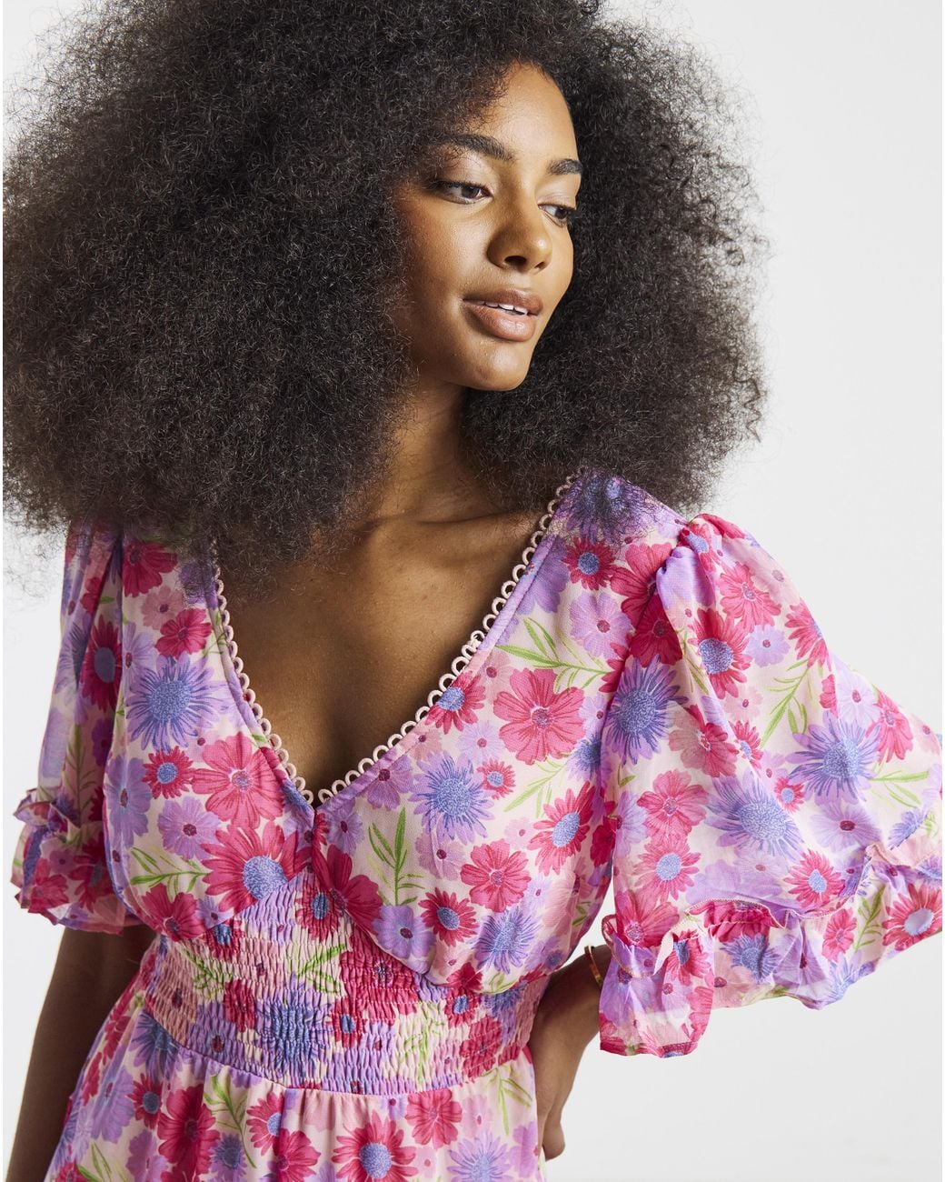 Simply Be Pink Floral Prairie Maxi Dress