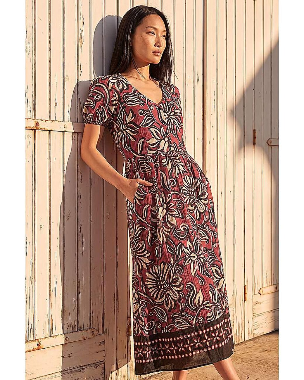 Roman Brown Roman Border Print Dress