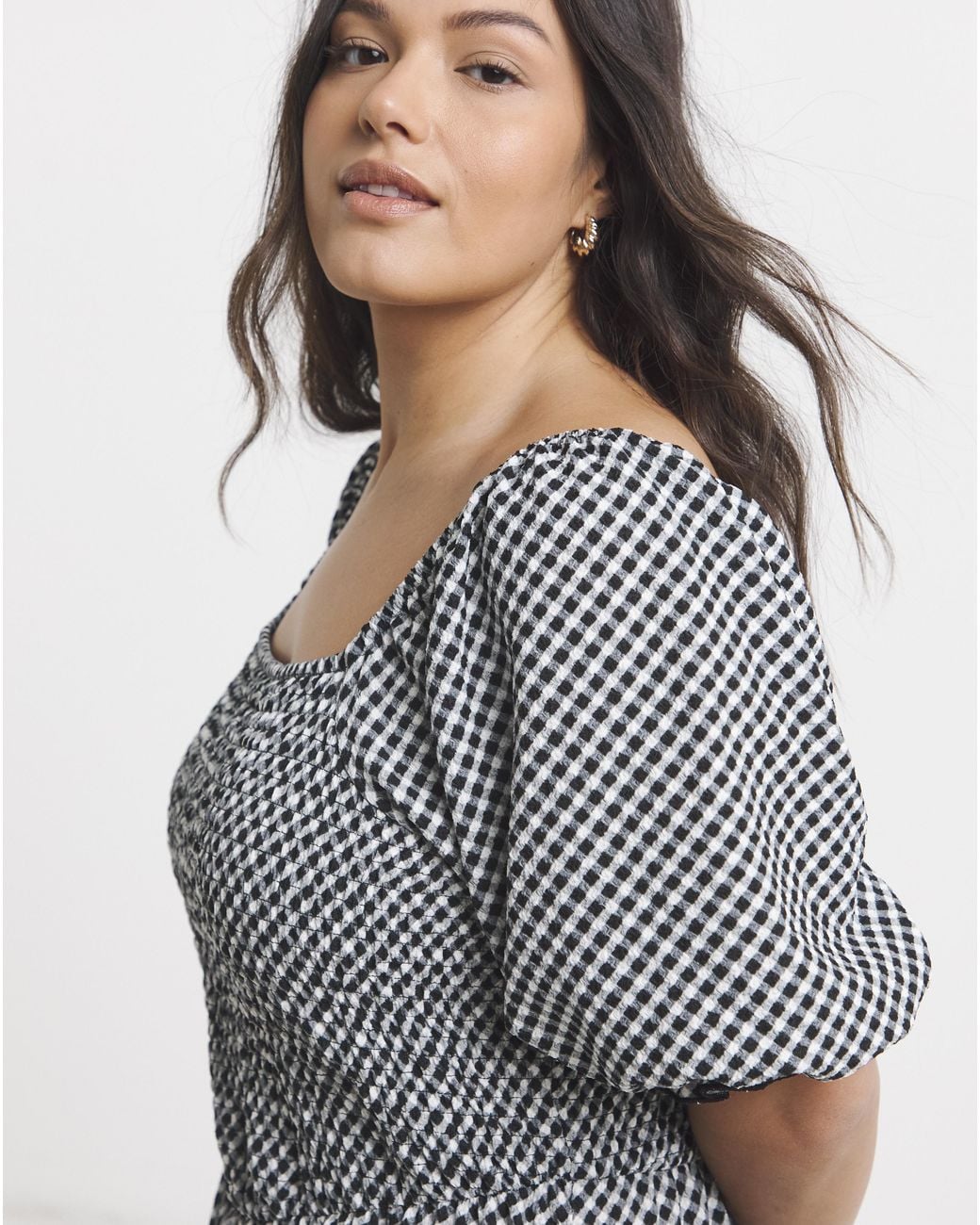 Simply Be Gray Waffle Shirred Midi Dress