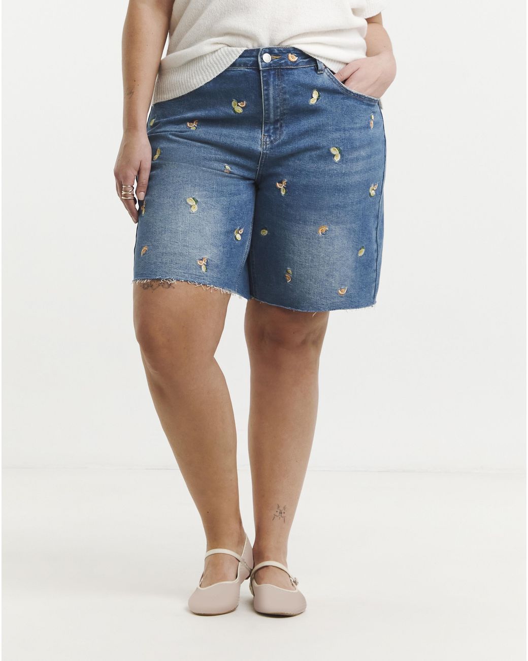 Simply Be Blue Fruit Bermuda Short