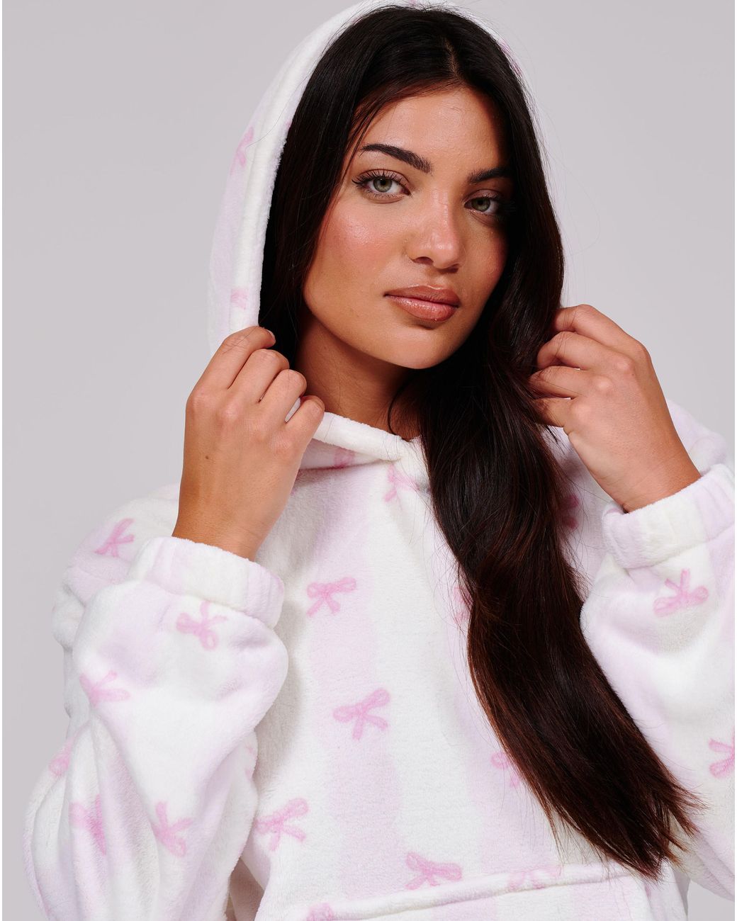 Loungeable Pink Striped Hoodie And Jogger Set