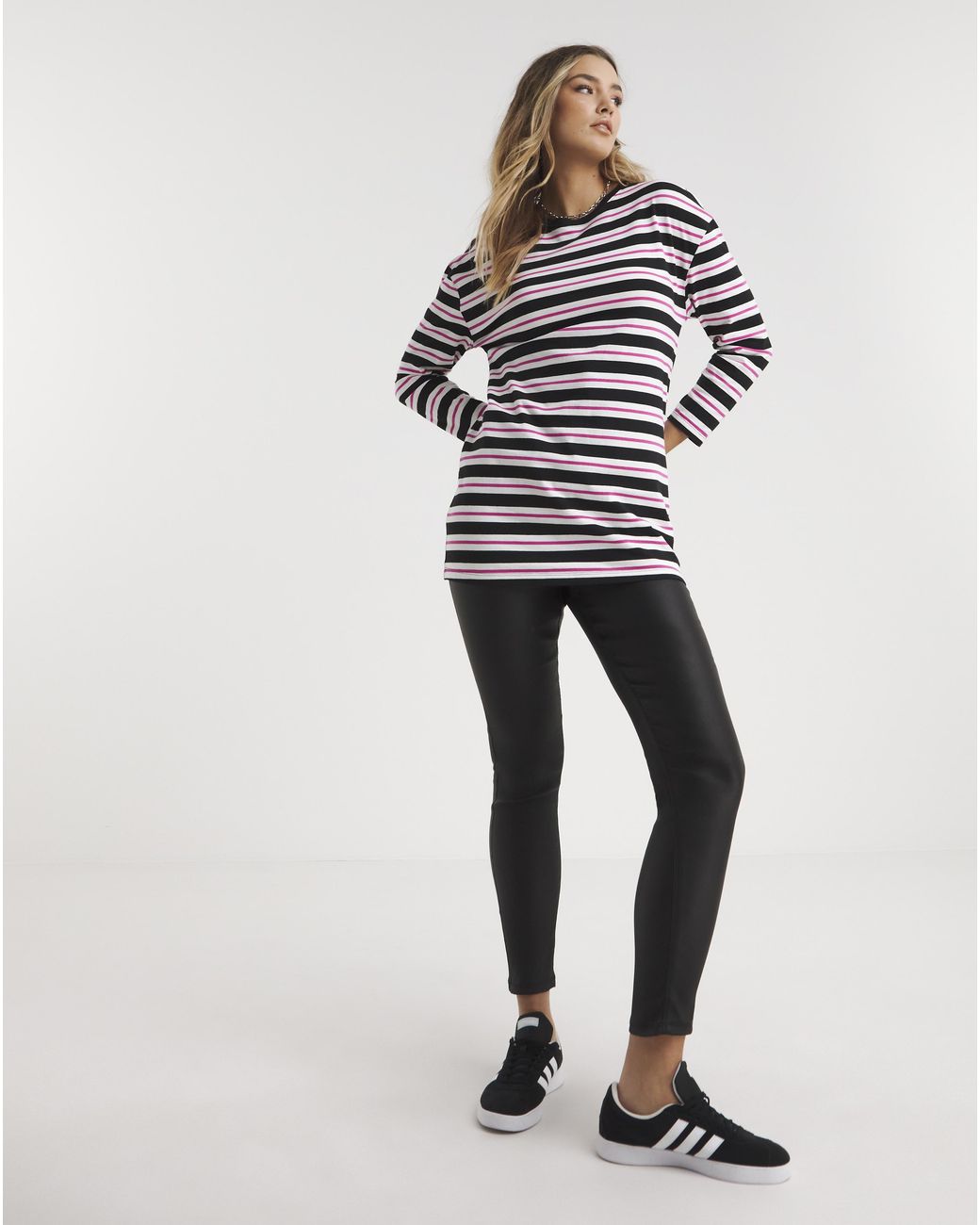 Simply Be White Long Sleeve Longline Oversized Tee