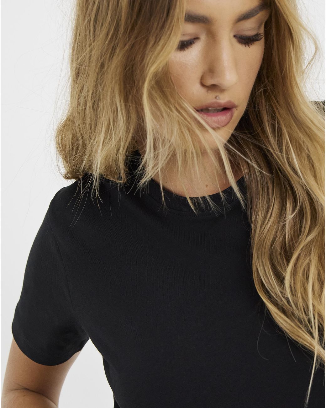 Simply Be Black Slub Slim Fit Crew Neck T-Shirt