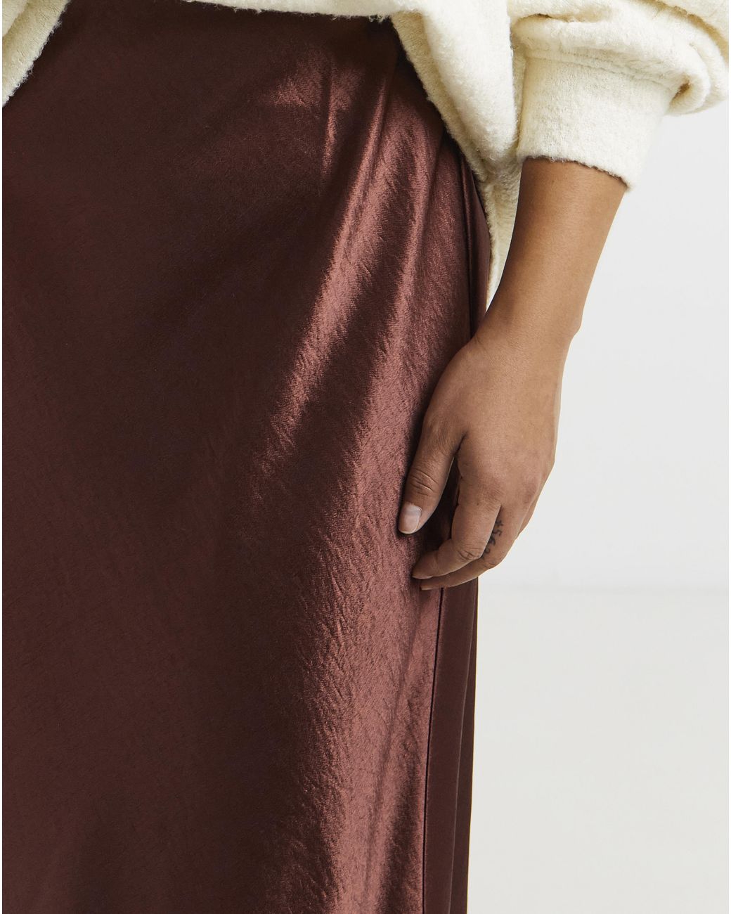 Simply Be Brown Satin Maxi Skirt