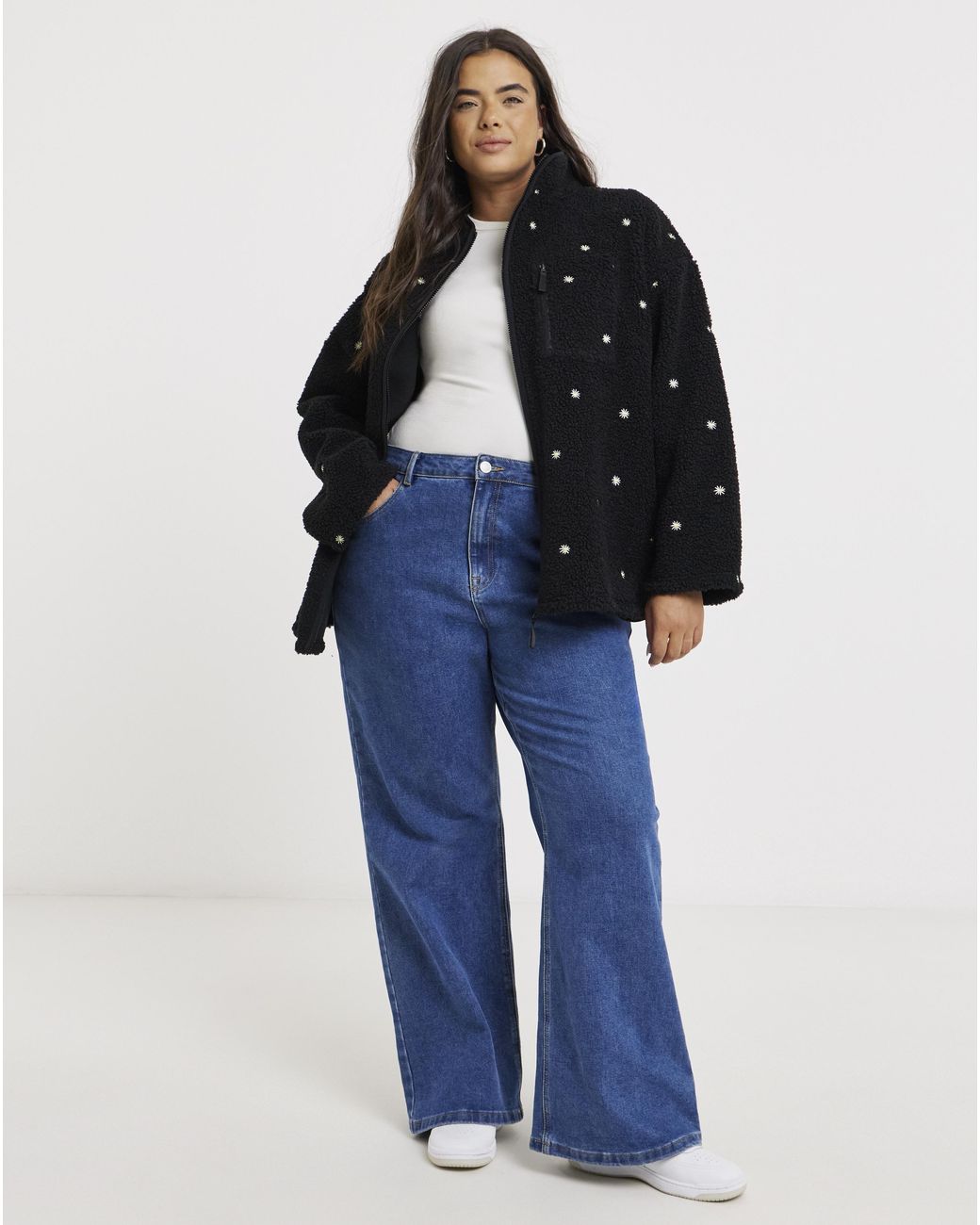 Simply Be Blue Embroidered Teddy Sweatshirt
