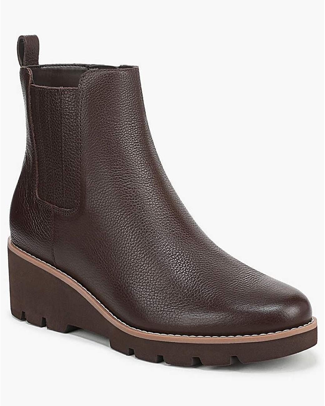 Vionic Brown Aria 2.0 Low Wedge Chelsea Boot