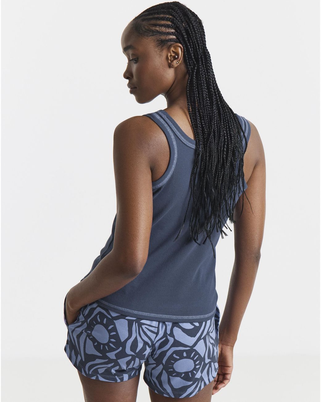 Simply Be Blue 2 Pack Vest Ribbed Pj Sets