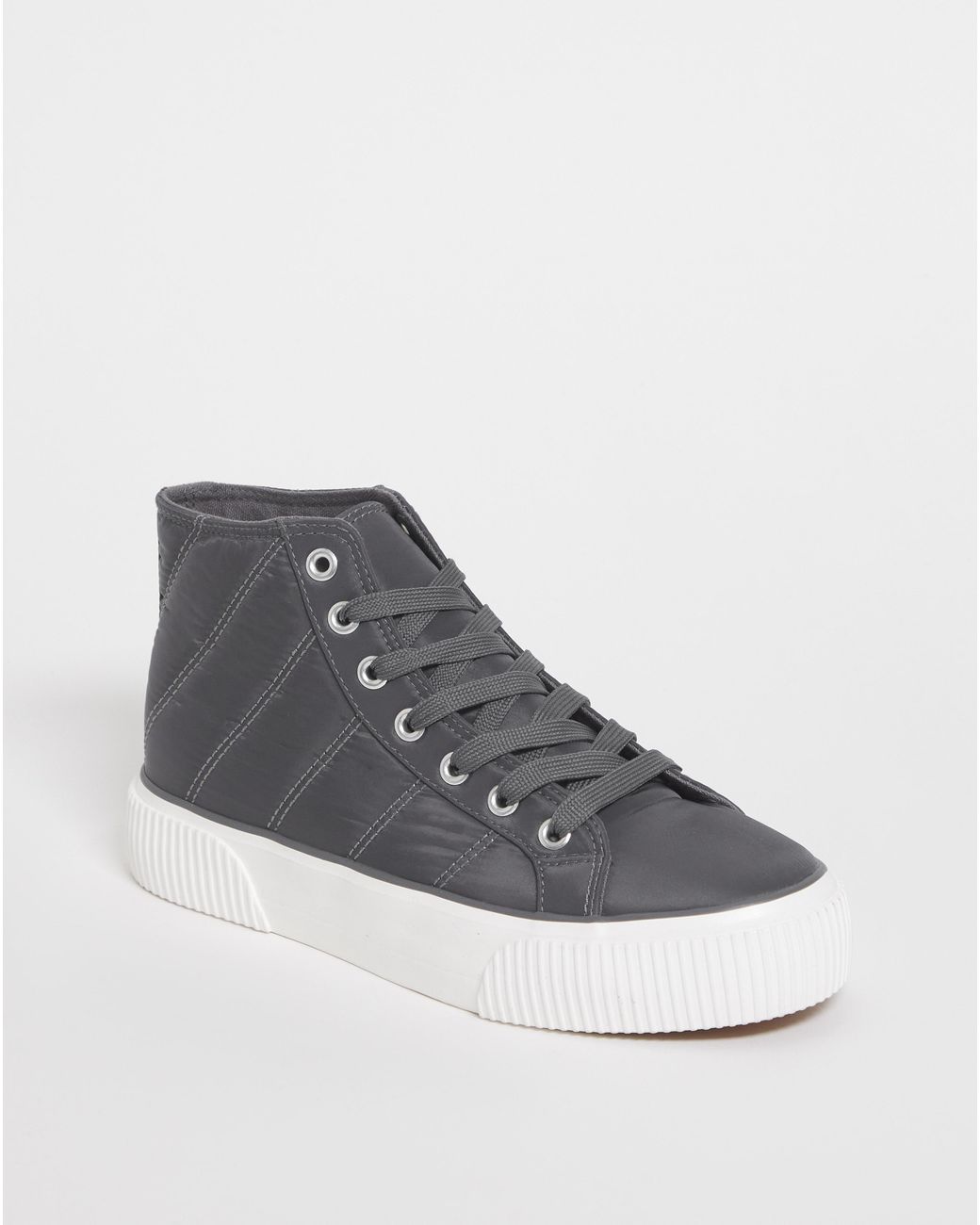 Simply Be Gray Quilted Hi Top Trainers Wide Fit