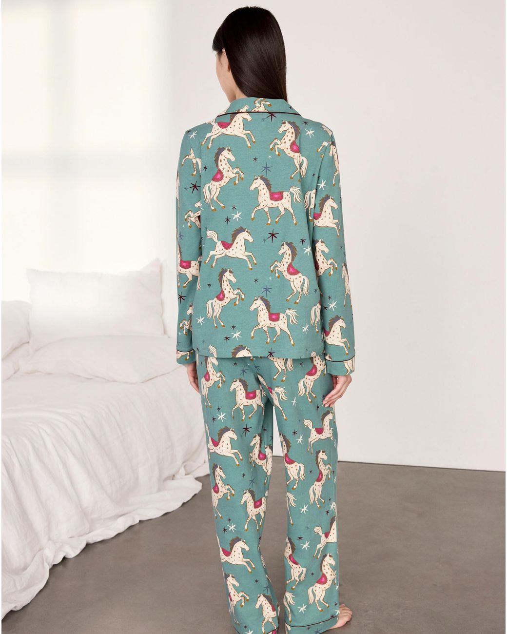 Chelsea Peers Green Classic Long Button Up Set