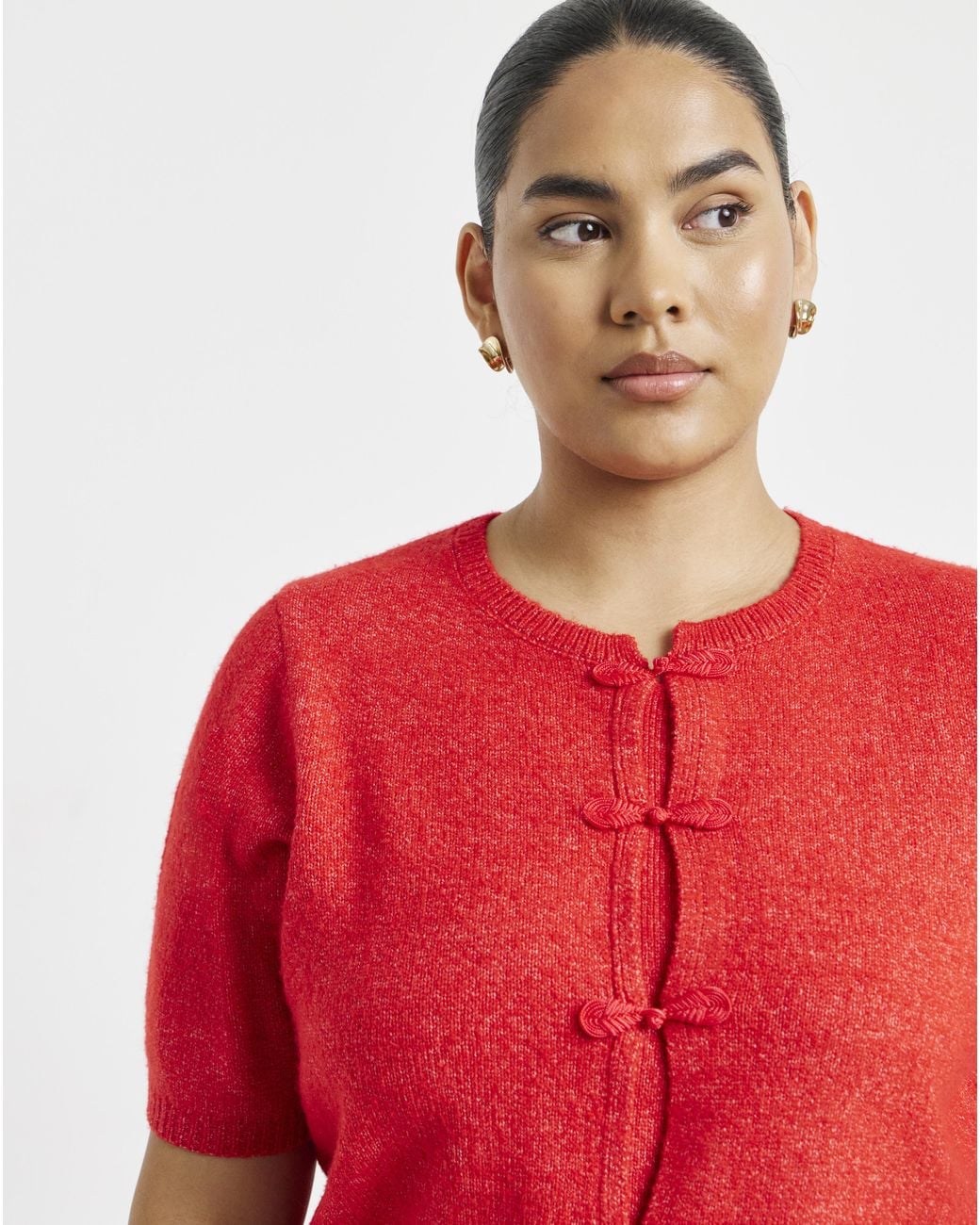 Simply Be Red Button Detail Cardigan