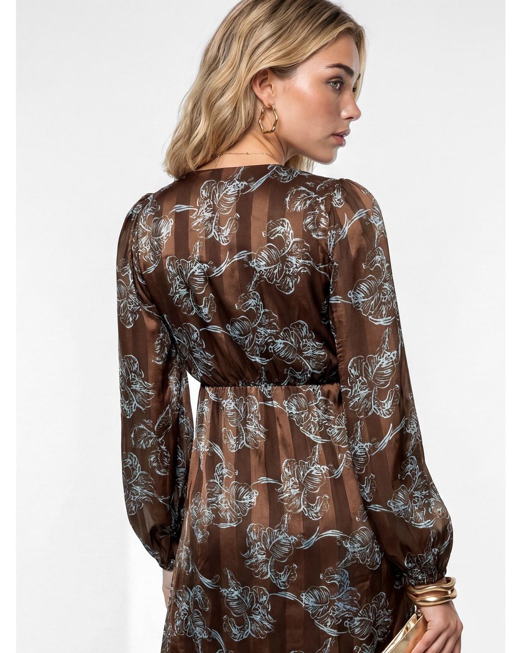 Lovedrobe Brown Floral Print Midaxi Dress