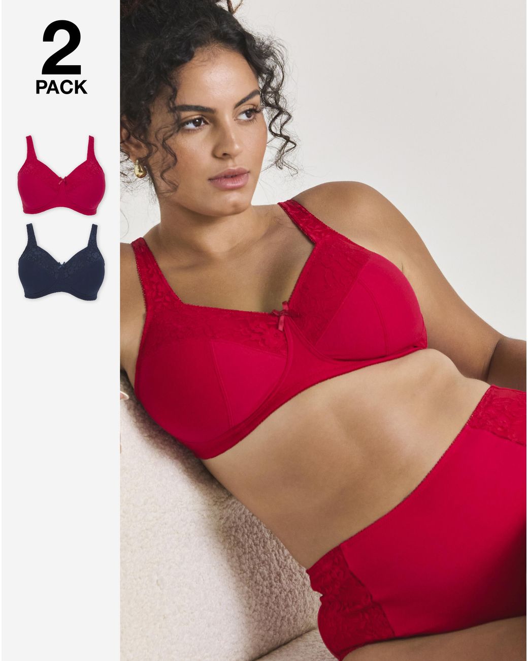 Pretty Secrets 2 Pack New Sarah Full Cup Non Wired Bras